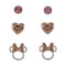 Disney Mickey & Minnie Brass Tt Plt 5Mm Light Rose Crystal, Heart Stud 3Pc Set Red Earrings SF00409TL.PH