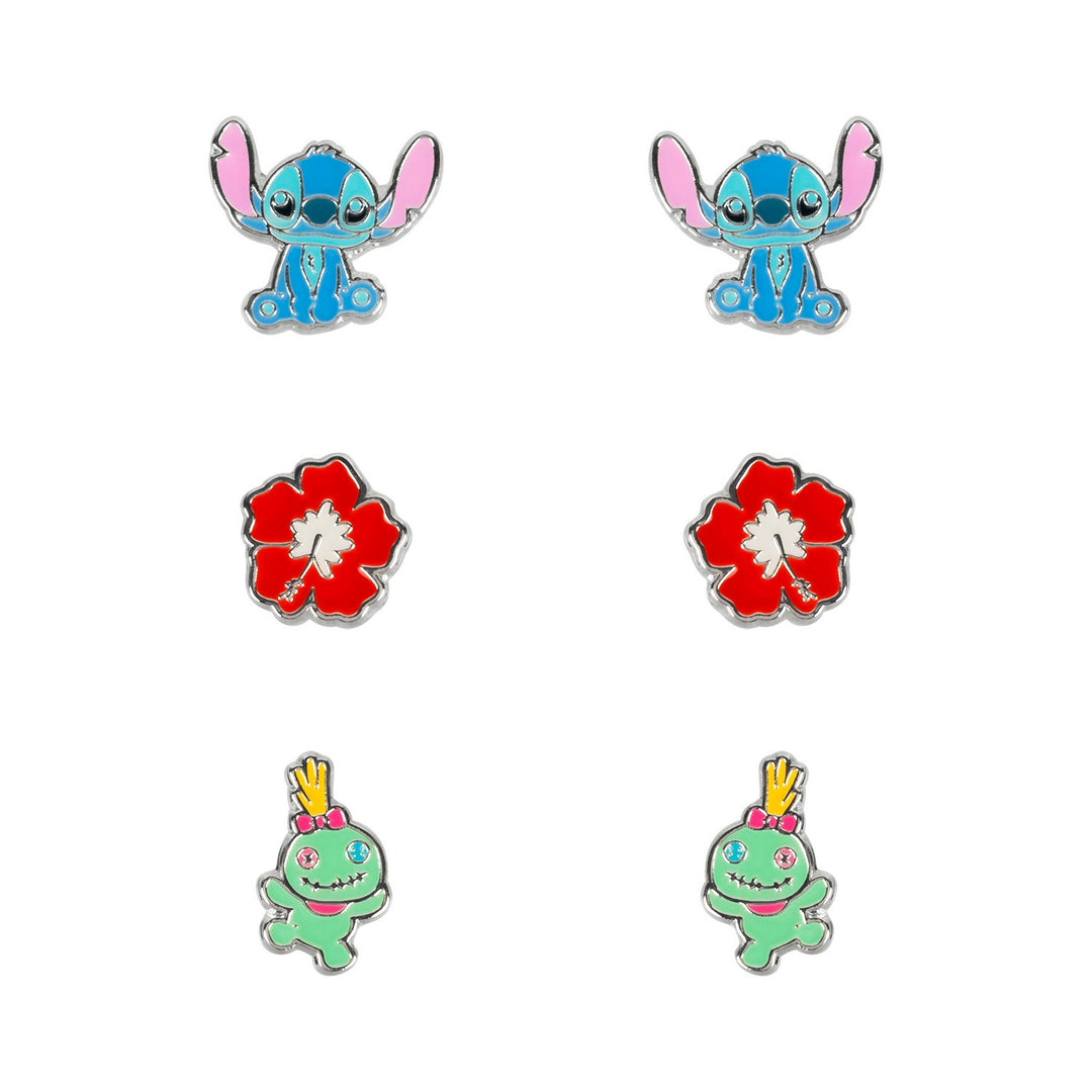 Brass Silver Stitch 3 Stud Earring Set SF00468SL.PA