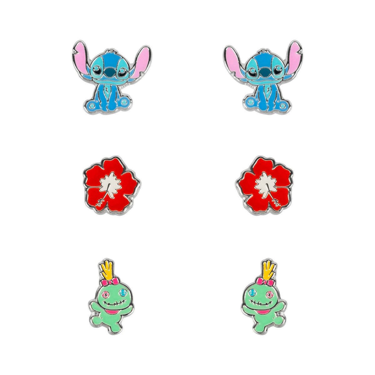 Disney Brass Slv Plt Stitch 3Pc Stud Set Earring SF00468SL.PA