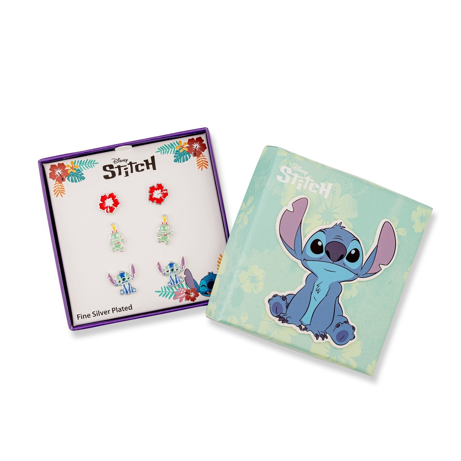 Disney Brass Slv Plt Stitch 3Pc Stud Set Earring SF00468SL.PA