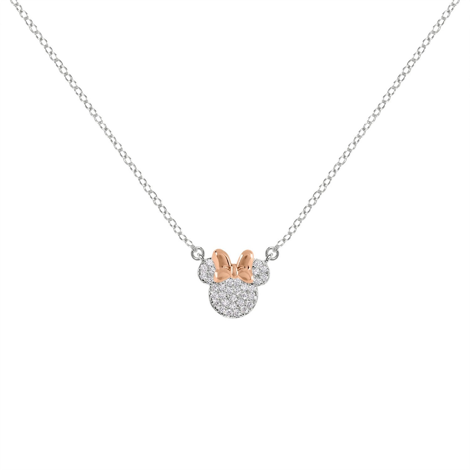 Disney Mickey & Minnie Brass Tt Plt 18" 16" + 2" Cz Mother/Daughter Mouse Necklaces Set SF00486TZWL.PH