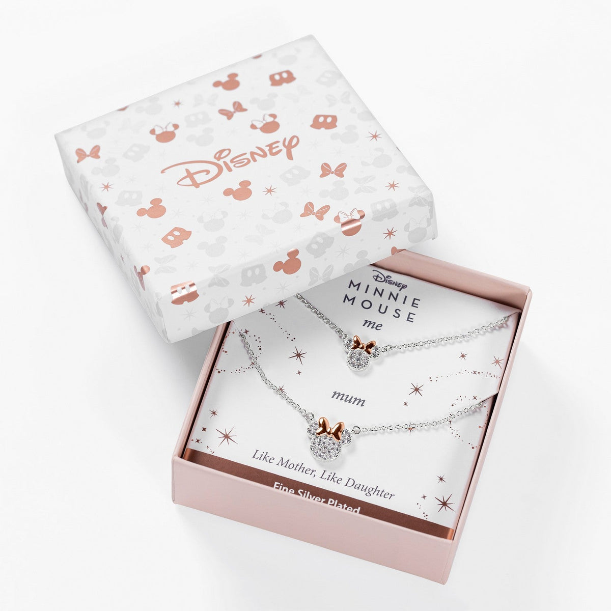 Disney Mickey & Minnie Brass Tt Plt 18" 16" + 2" Cz Mother/Daughter Mouse Necklaces Set SF00486TZWL.PH