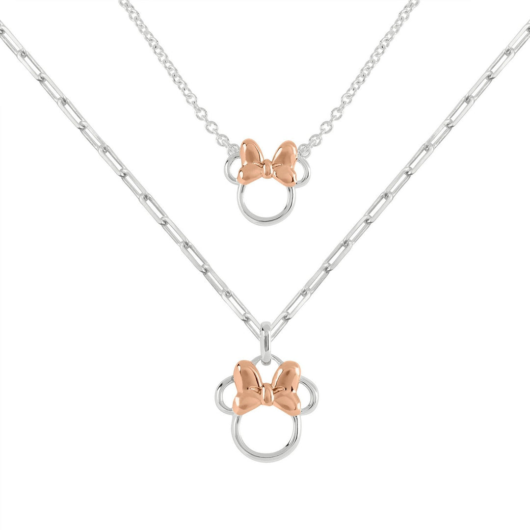 Disney Mickey & Minnie Brass Tt Plt Mother/Daughter Mouse Pendant W/ 18" Chain 16"+2" Necklace SF00487TL.PH