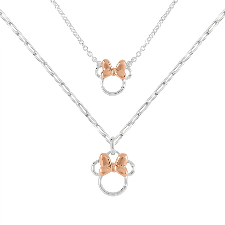 Disney Mickey & Minnie Brass Mother/Daughter Mouse Pendant 18" Chain 16"+2" Necklace SF00487TL PH