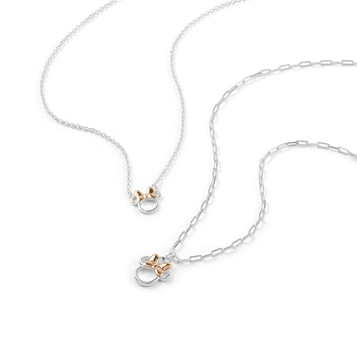Disney Mickey & Minnie Brass Tt Plt Mother/Daughter Mouse Pendant W/ 18" Chain 16"+2" Necklace SF00487TL.PH