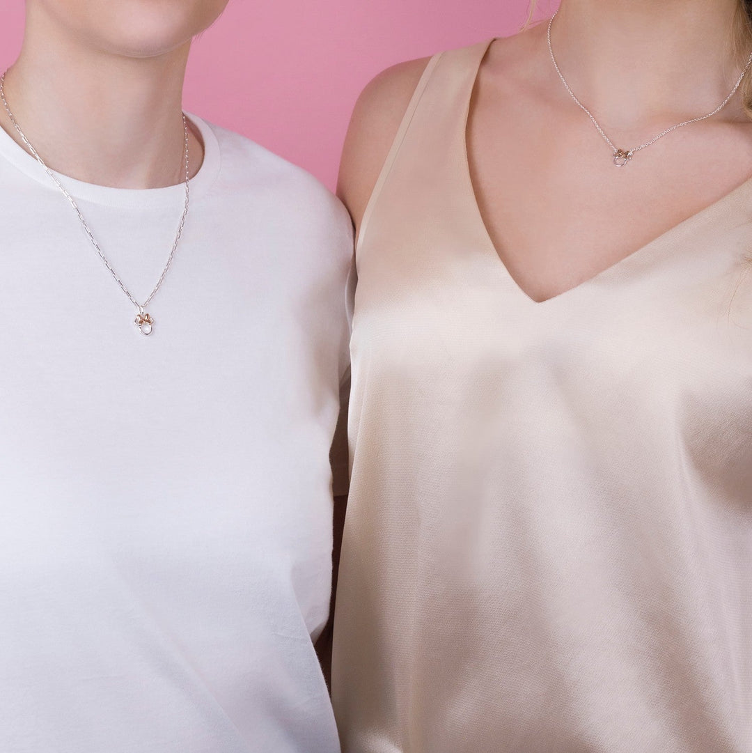 Disney Mickey & Minnie Brass Tt Plt Mother/Daughter Mouse Pendant W/ 18" Chain 16"+2" Necklace SF00487TL.PH