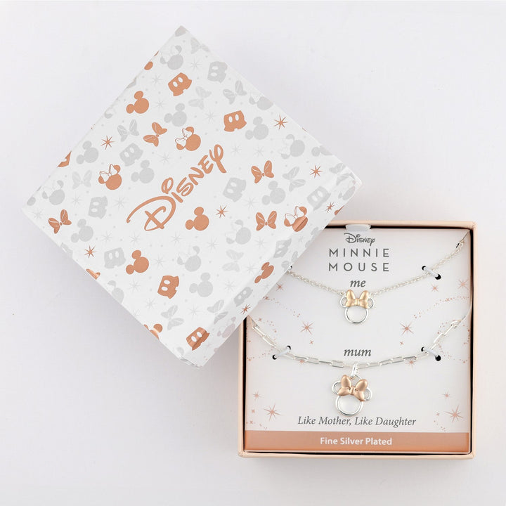 Disney Mickey & Minnie Brass Tt Plt Mother/Daughter Mouse Pendant W/ 18" Chain 16"+2" Necklace SF00487TL.PH