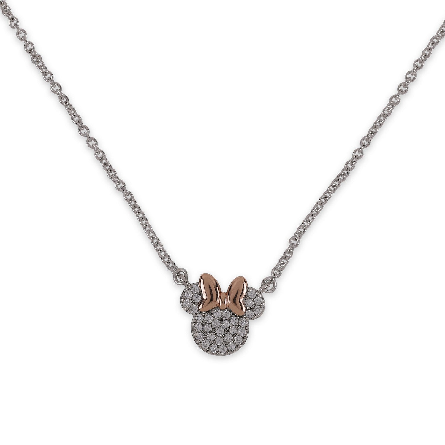 Disney Mickey & Minnie Silver Plated And Stud Earring Set Sterling Necklace SF00893SZWL.PH