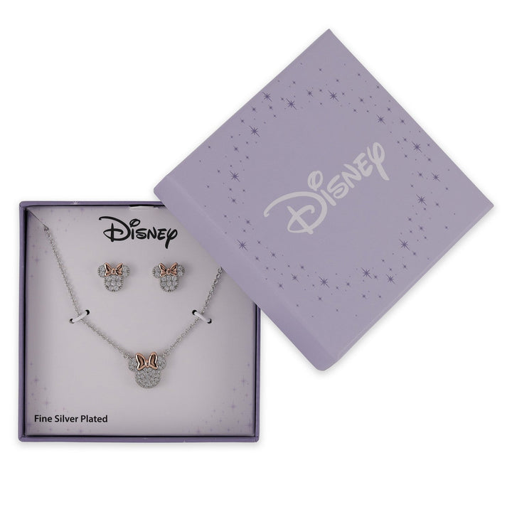 Disney Mickey & Minnie Silver Plated And Stud Earring Set Sterling Necklace SF00893SZWL.PH