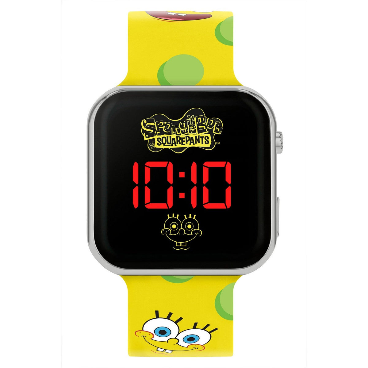 Kids Film And Cartoon Spongebob Square Pants Printed Strap Led Yellow Watch SGB4134