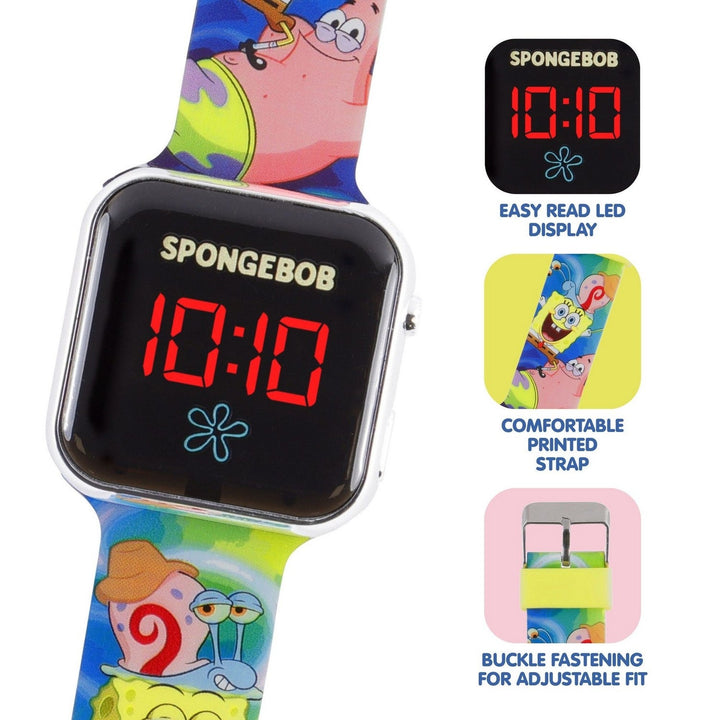 Kids Film And Cartoon Spongebob Patrick Printed Strap Led Watch SGB4160