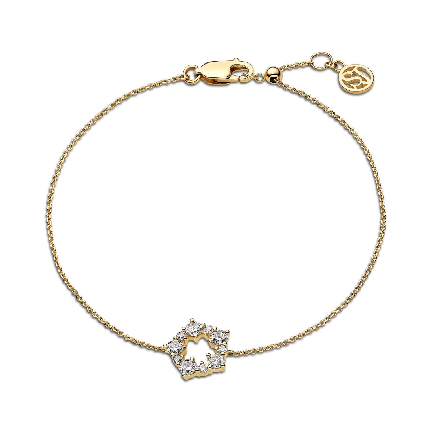 14k Yellow Gold Brina Diamond Bracelet SJ-B2533-WD-YG featuring a polished surface with lab-grown diamonds, showcasing a luxurious and elegant design, perfect as a statement bracelet.