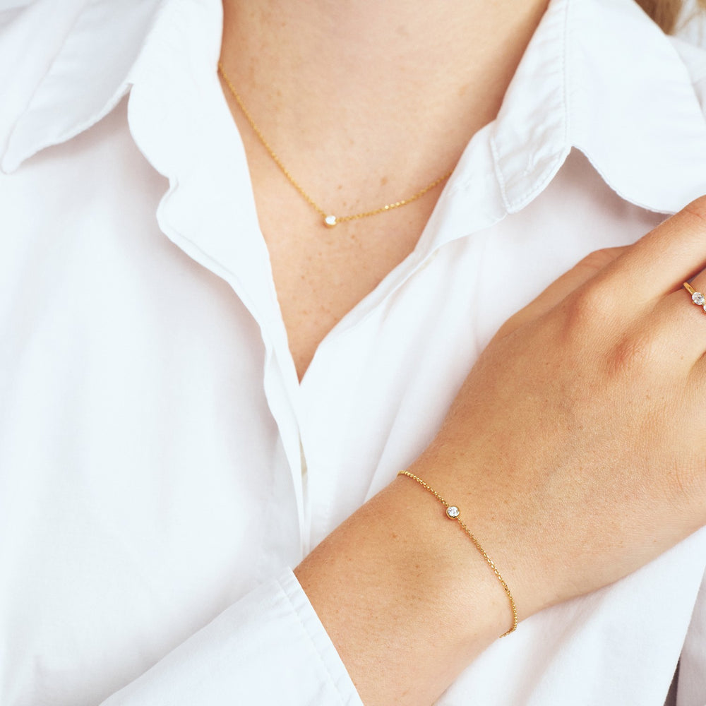 18k Gold Plated White Zirconia Sarzana Uno Bracelet SJ-B2632-CZ-YG