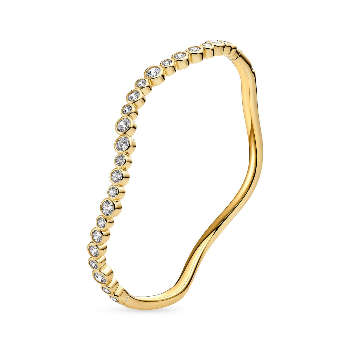 Gold ring with small diamonds on a white background