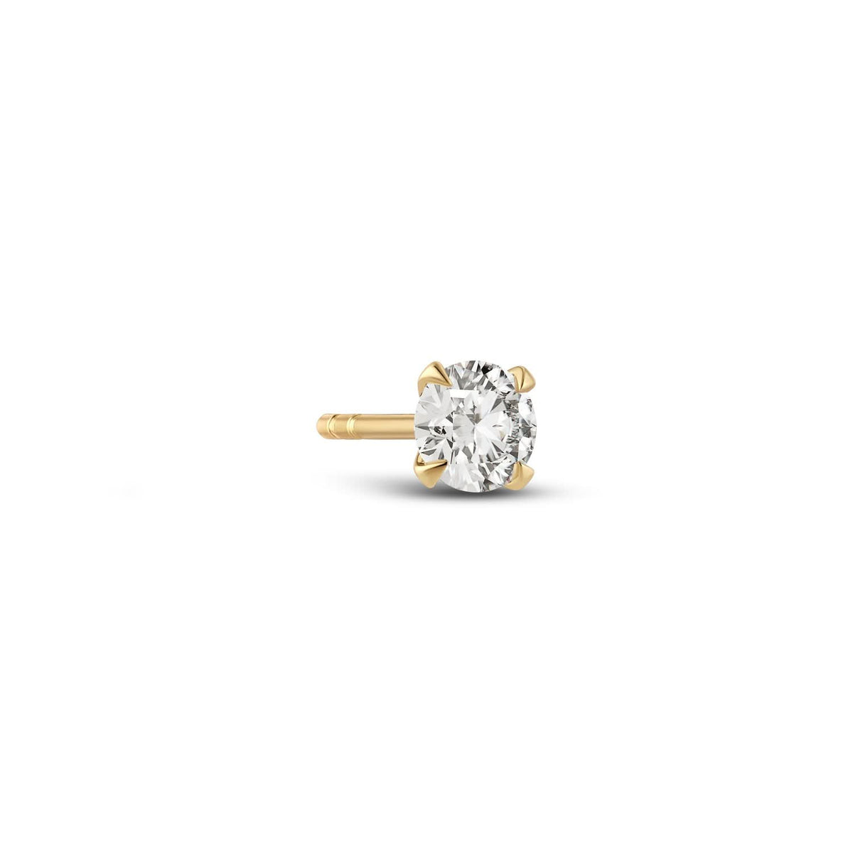 14k Yellow Gold Venice Piccolo Single Diamond Earring SJ-E2501-WD-YG-1, a luxurious solitaire earring featuring a polished surface and a stunning 0.11 ct round brilliant cut lab-grown diamond, perfect for elegant occasions.