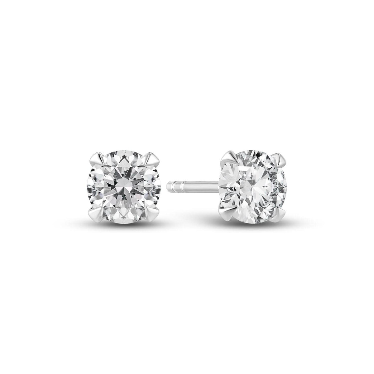 Pair of 14k White Gold Venice Medio Single Diamond Earrings SJ-E2502-WD-WG-1 showcasing two exquisite 0.25 ct round brilliant cut lab-grown diamonds for a luxurious style.