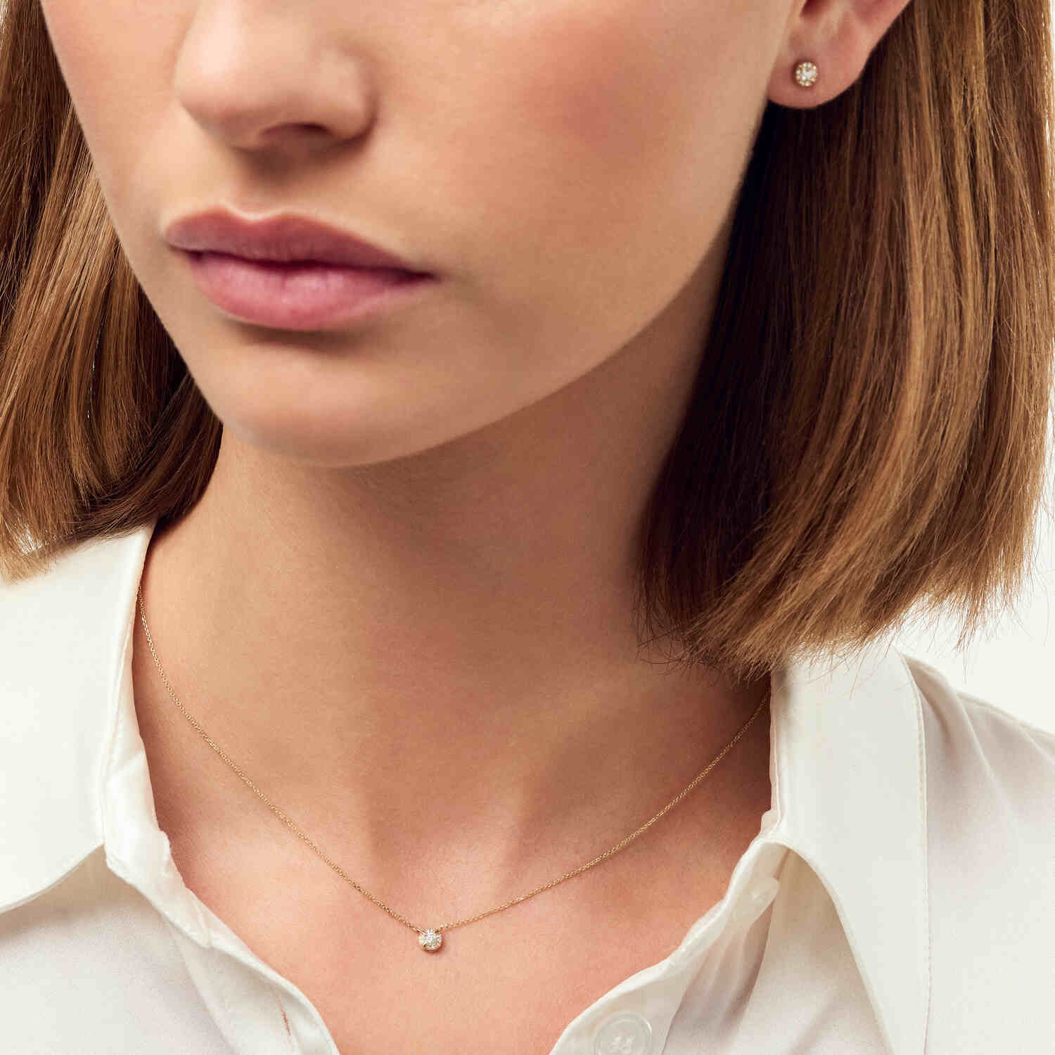 Detail shot of the 14k Yellow Gold Venice Medio Diamond Earrings SJ-E2502-WD-YG, showcasing brilliant sparkle of lab-grown diamonds.