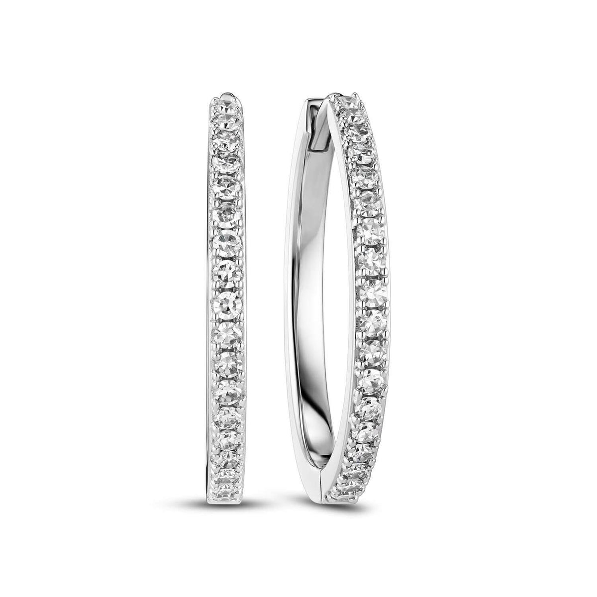 Stunning 14k White Gold Alba Grande Diamond Earrings SJ-E2512-WD-WG showcasing radiant round brilliant cut lab-grown diamonds, designed for elegance and sophistication.