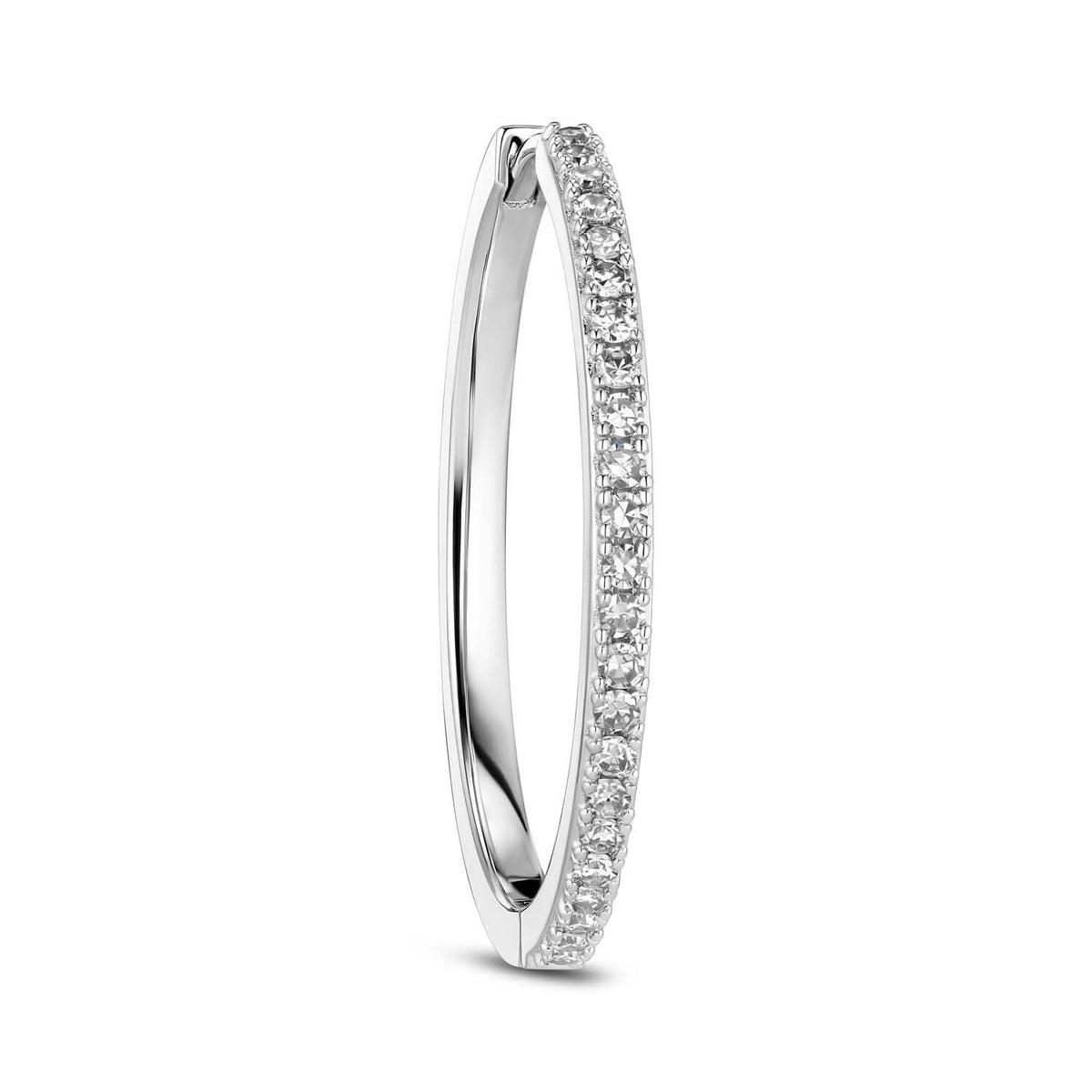 Elegant 14k White Gold Alba X-Grande Diamond Earrings SJ-E2513-WD-WG featuring a streamlined profile with seamless diamond embellishments, luxurious earrings for any occasion.