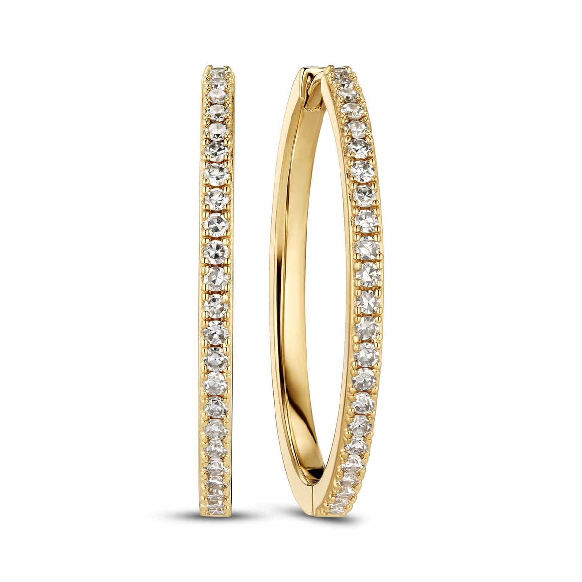 14k Yellow Gold Alba X-Grande Diamond Earrings SJ-E2513-WD-YG, featuring a polished design adorned with sparkling lab-grown diamonds, showcasing luxury earrings.