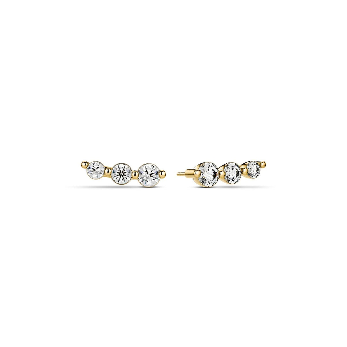 Luxury 14k Yellow Gold Tiara Piccolo Diamond Earrings SJ-E2518-WD-YG featuring 0.48 ct of radiant lab-grown diamonds, perfect for any elegant occasion. Enhance your jewelry collection with these stunning earrings.