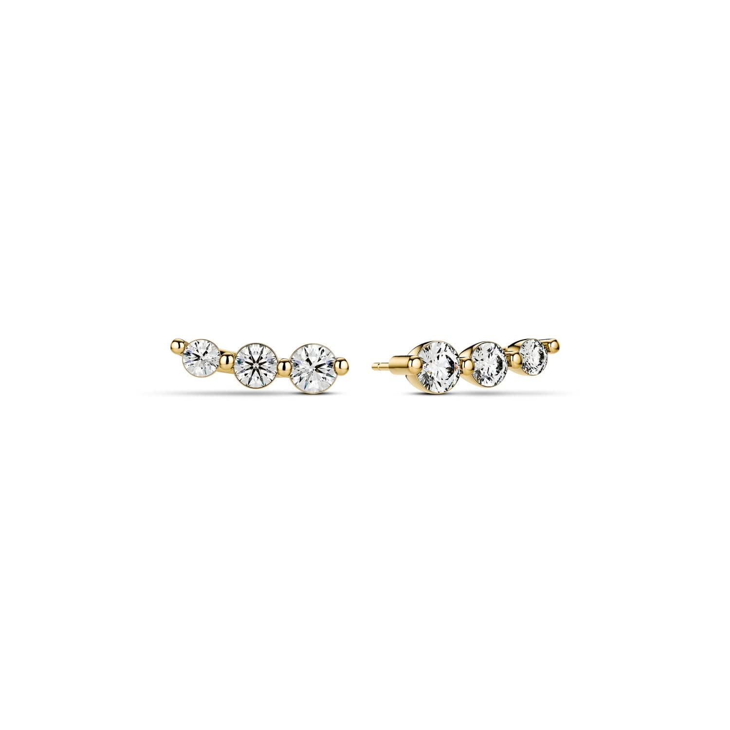 Luxury 14k Yellow Gold Tiara Piccolo Diamond Earrings SJ-E2518-WD-YG featuring 0.48 ct of radiant lab-grown diamonds, perfect for any elegant occasion. Enhance your jewelry collection with these stunning earrings.