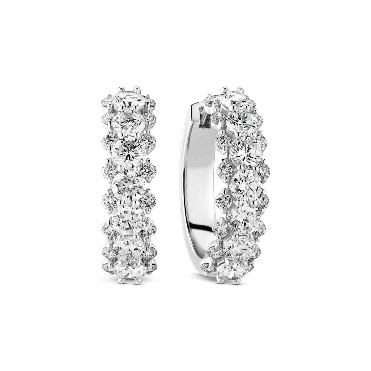14k White Gold Fior Diamond Earrings SJ-E2523-WD-WG showcasing a stunning design with round brilliant cut lab-grown diamonds, perfect for adding a luxurious touch to any outfit. Ideal earrings for special occasions.