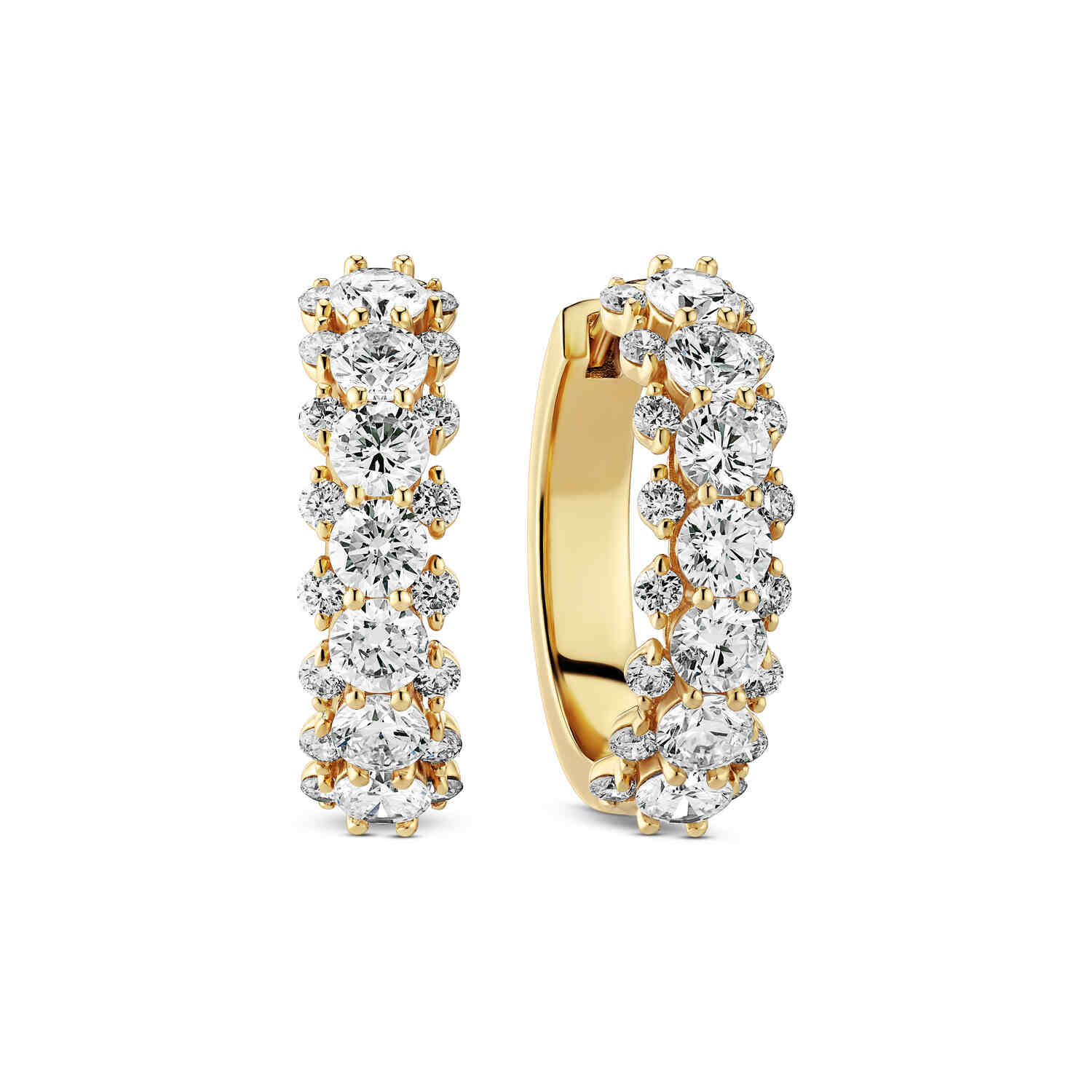 Luxury 14k Yellow Gold Fior Diamond Earrings SJ-E2523-WD-YG featuring radiant lab-grown diamonds, perfect for elegant occasions.