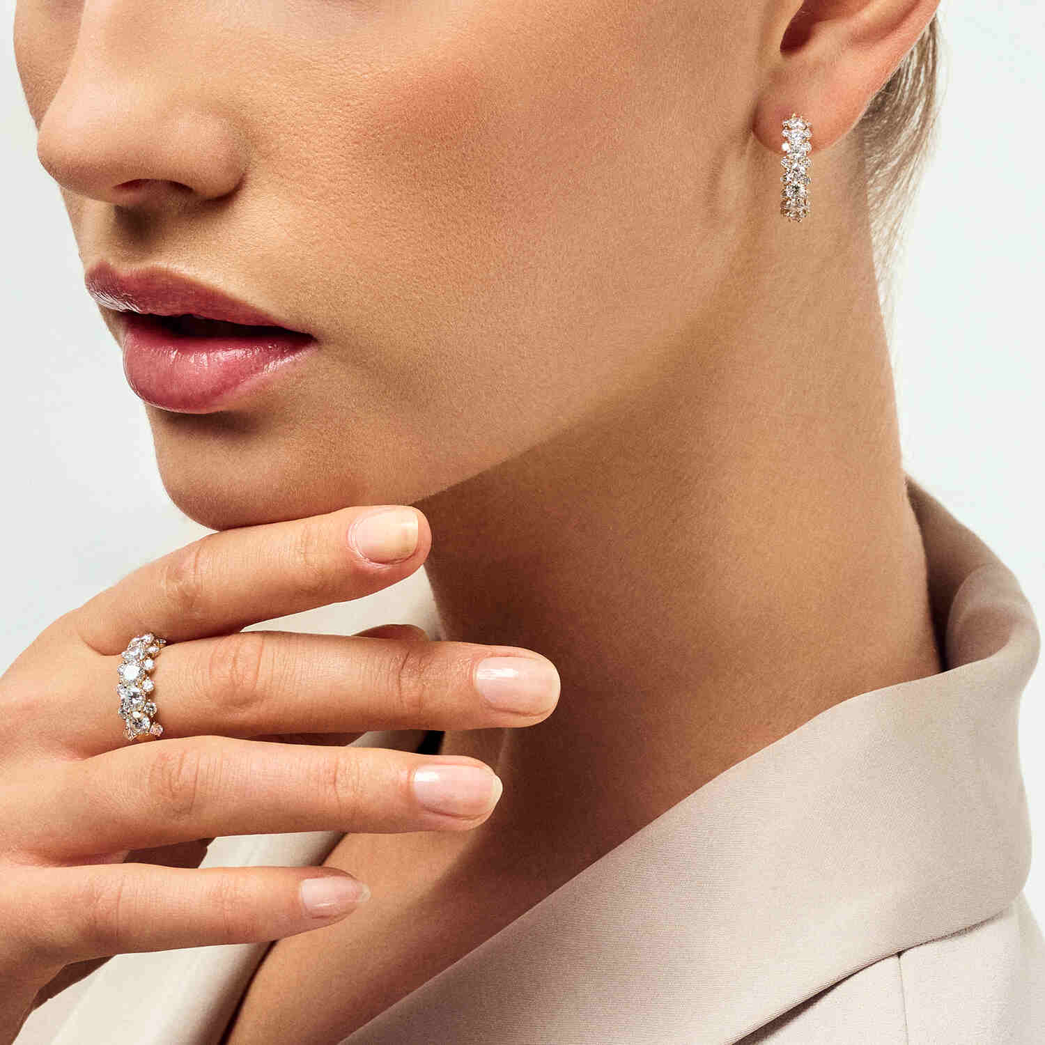 Luxury 14k Yellow Gold Fior Diamond Earrings SJ-E2523-WD-YG featuring radiant lab-grown diamonds, perfect for elegant occasions.