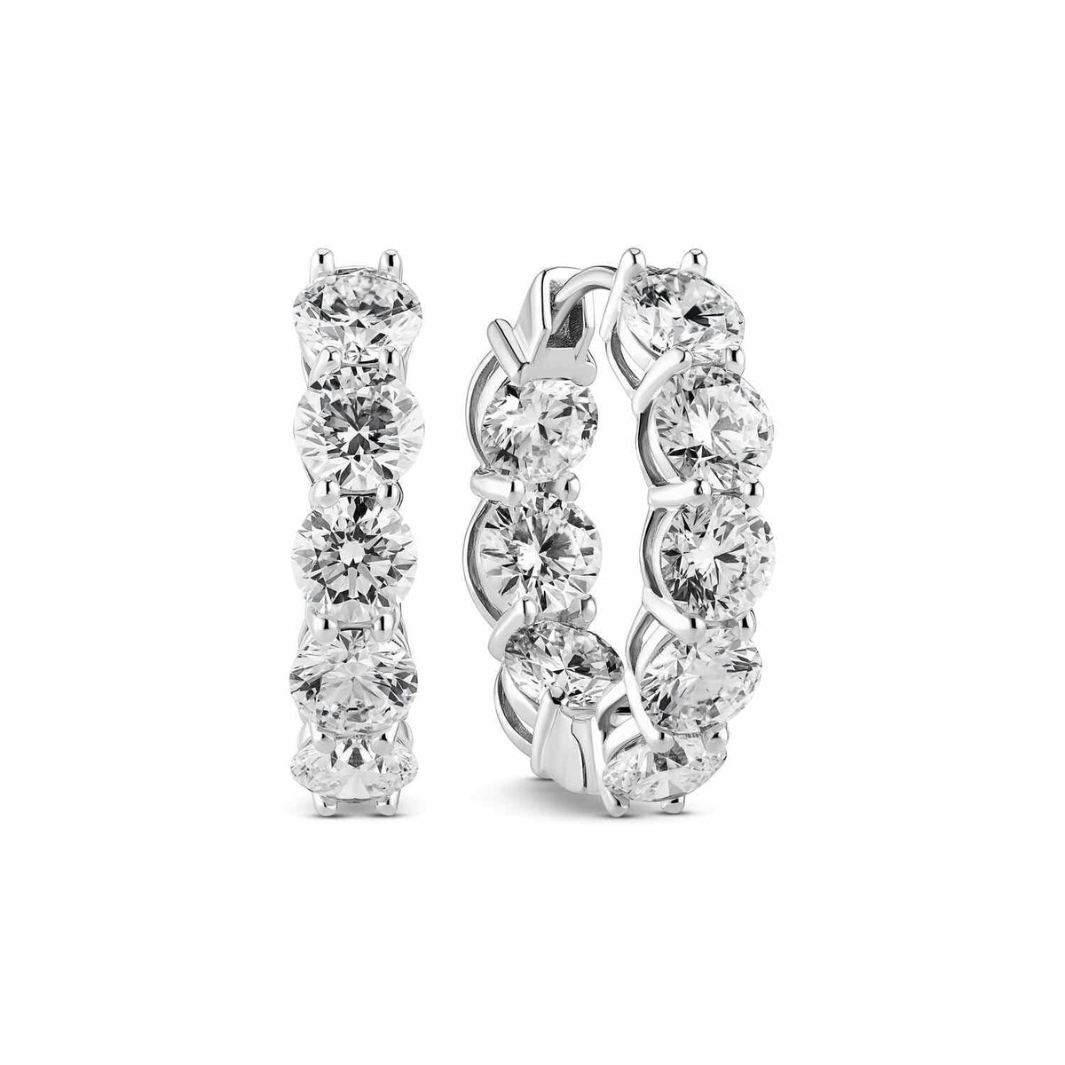 14k White Gold Ariccia Diamond Earrings SJ-E2528-WD-WG displayed elegantly, showcasing a stunning design with round brilliant cut lab-grown diamonds, ideal for a luxurious look.