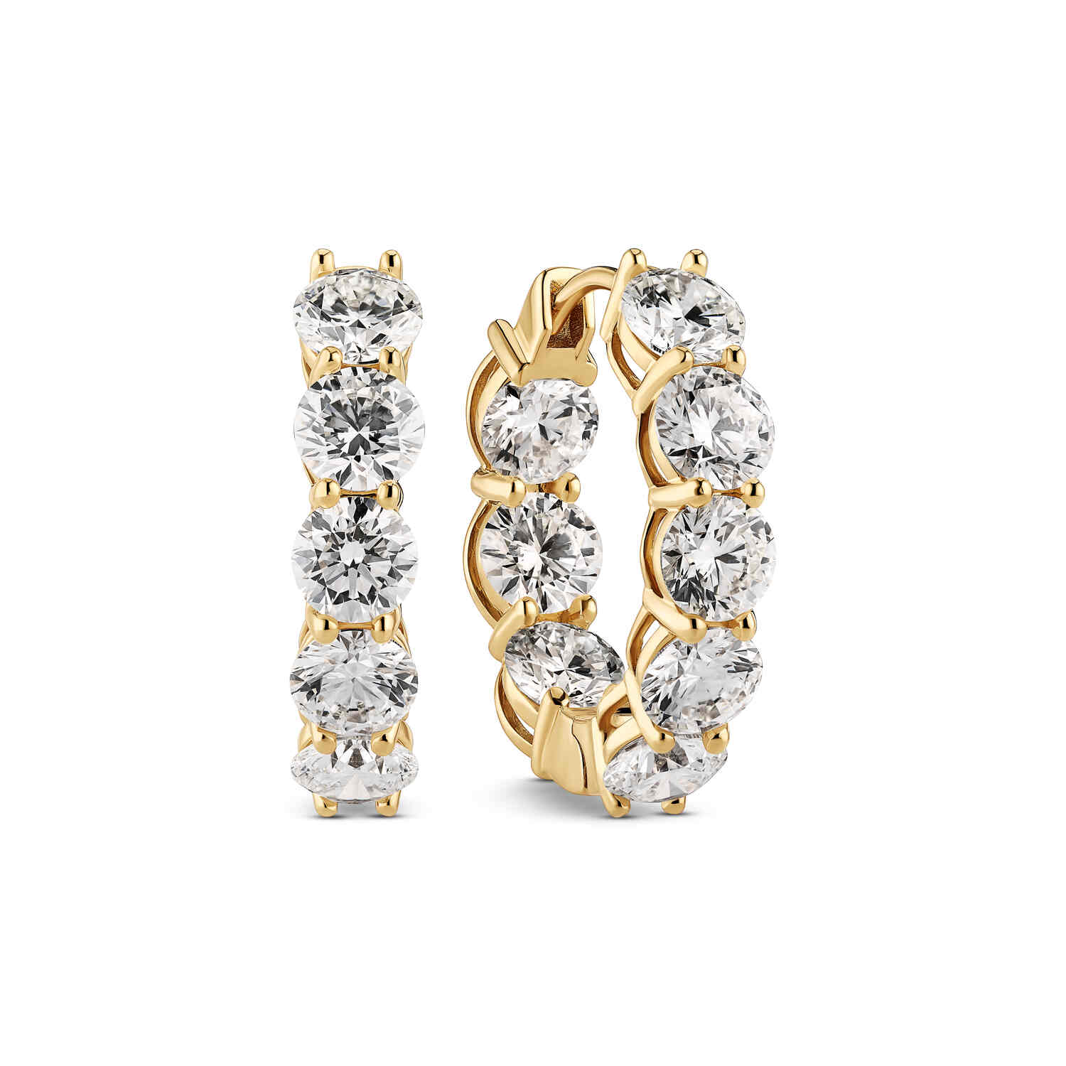 14k Yellow Gold Ariccia Diamond Earrings SJ-E2528-WD-YG showcasing a stunning design with round brilliant cut lab-grown diamonds, perfect for elegant occasions. Luxury earrings.