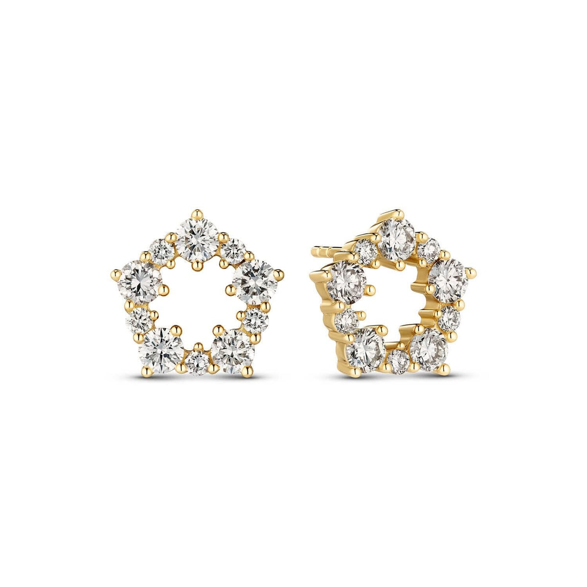 Stunning 14k Yellow Gold Brina Diamond Earrings SJ-E2533-WD-YG showcasing a polished finish and adorned with 1.01 ct round brilliant cut lab-grown diamonds, perfect for luxury jewelry enthusiasts.
