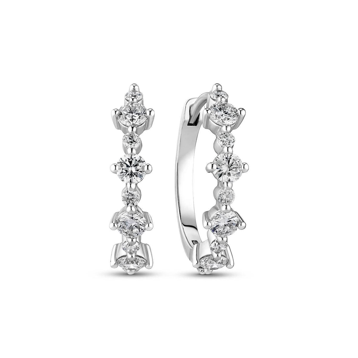 14k White Gold Brina Creolo Diamond Earrings SJ-E2535-WD-WG featuring a sophisticated design adorned with radiant lab-grown diamonds, perfect for adding elegance to any jewelry collection.