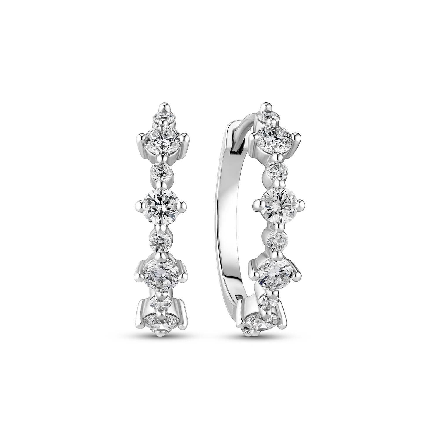 14k White Gold Brina Creolo Diamond Earrings SJ-E2535-WD-WG featuring a sophisticated design adorned with radiant lab-grown diamonds, perfect for adding elegance to any jewelry collection.