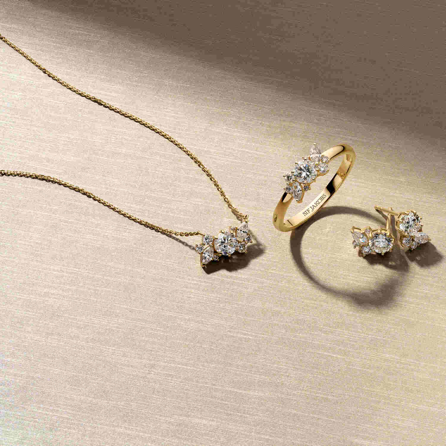 Elegant 14k Yellow Gold Lovere Diamond Earrings SJ-E2550-WD-YG featuring round brilliant cut lab-grown diamonds, sparkling with a luxurious finish.