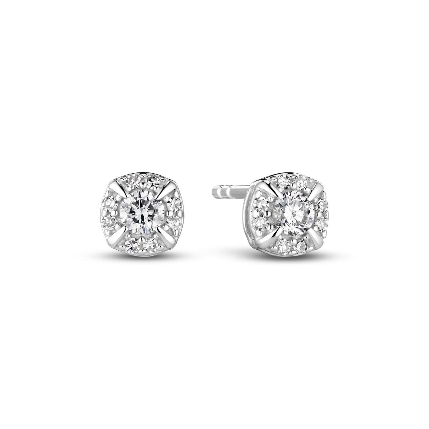 14k White Gold Rome Diamond Earrings SJ-E2555-WD-WG featuring stunning round brilliant cut lab-grown diamonds, elegant and luxurious earrings that radiate sparkle.