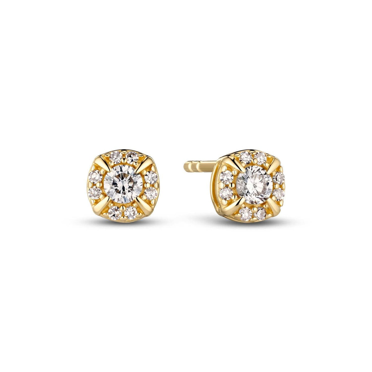 14k Yellow Gold Rome Diamond Earrings SJ-E2555-WD-YG, showcasing a sophisticated design with round brilliant cut lab-grown diamonds, perfect luxury earrings for any occasion.