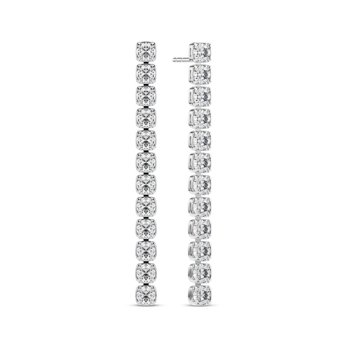 14k White Gold Diamante Diamond Earrings SJ-E2560-WD-WG featuring a stunning line of round brilliant cut lab-grown diamonds, perfect for a luxurious touch.