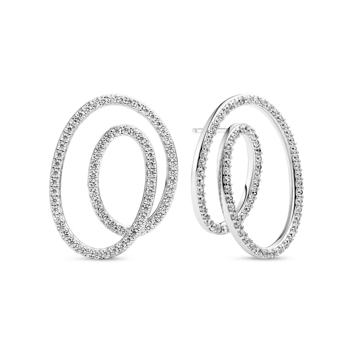Sif Jakobs 925 Sterling Silver Spirale Due Grande Earrings SJ-E2599-CZ