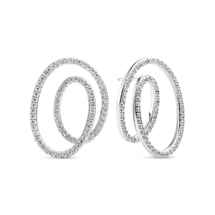 Sif Jakobs 925 Sterling Silver Spirale Due Grande Earrings SJ-E2599-CZ