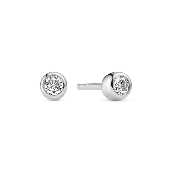 Sterling Silver White Zirconia Sarzana Uno Earrings SJ-E2629-CZ