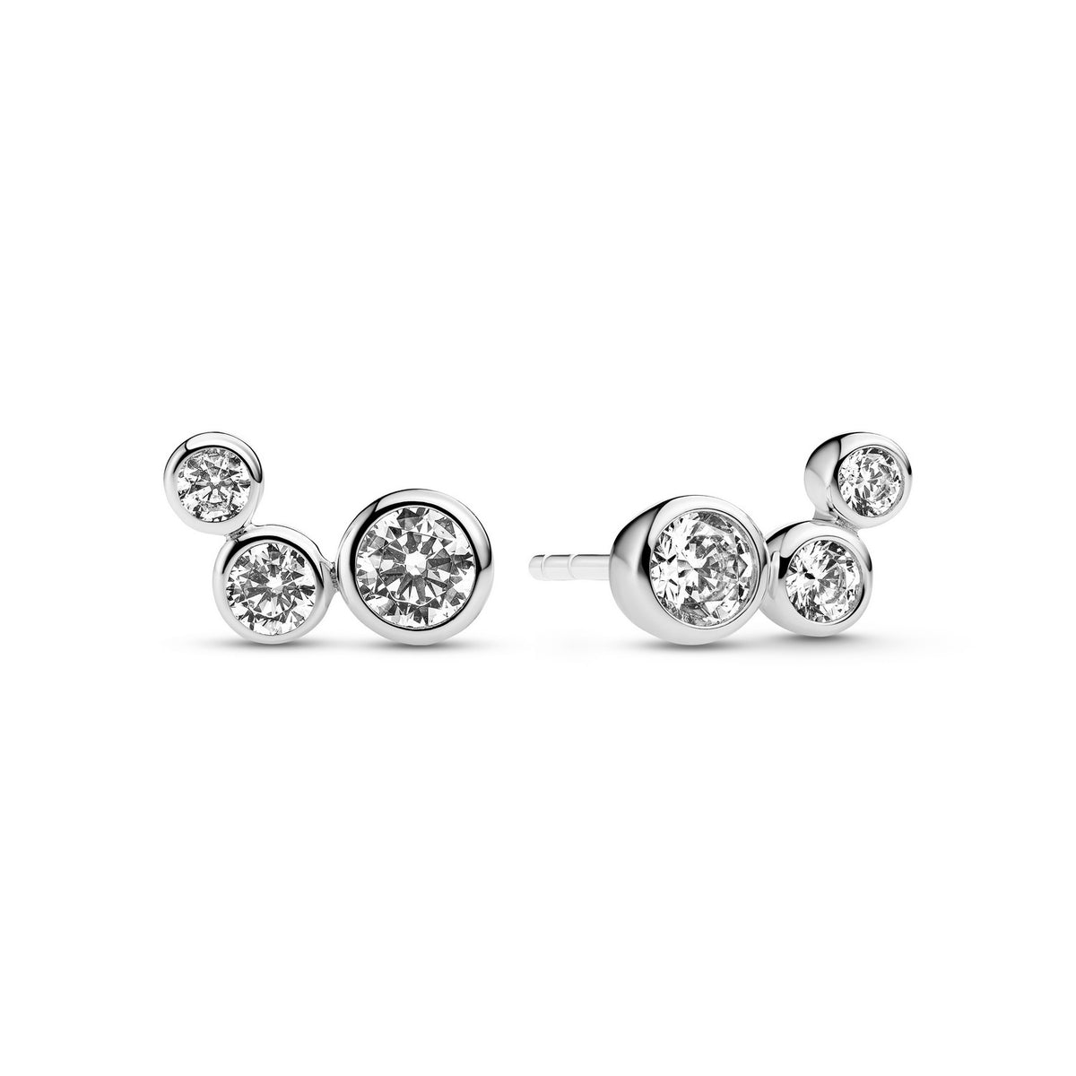Pair of diamond stud earrings on a white background