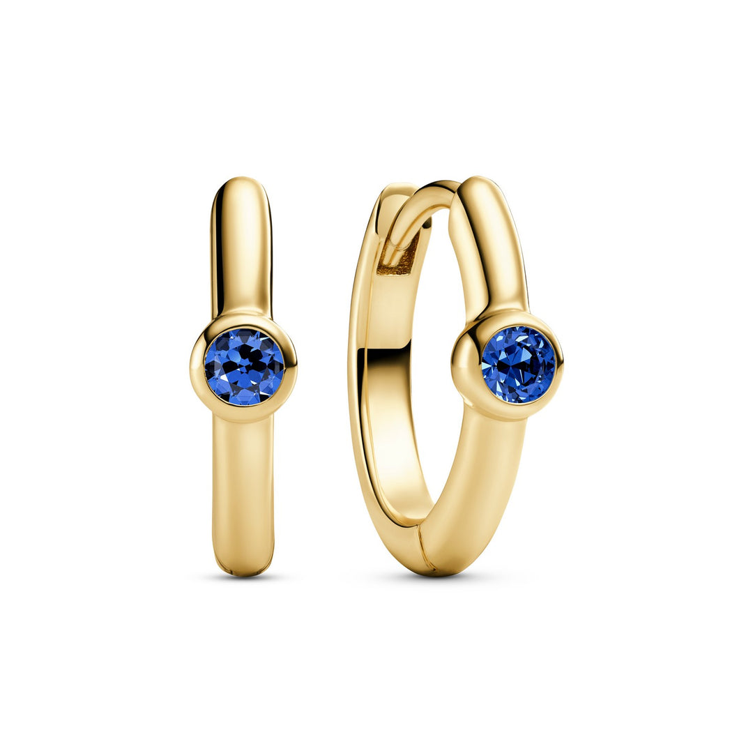 18k Gold Plated Blue Zirconia Sarzana Uno Creolo Earrings SJ-E2632-BL-YG