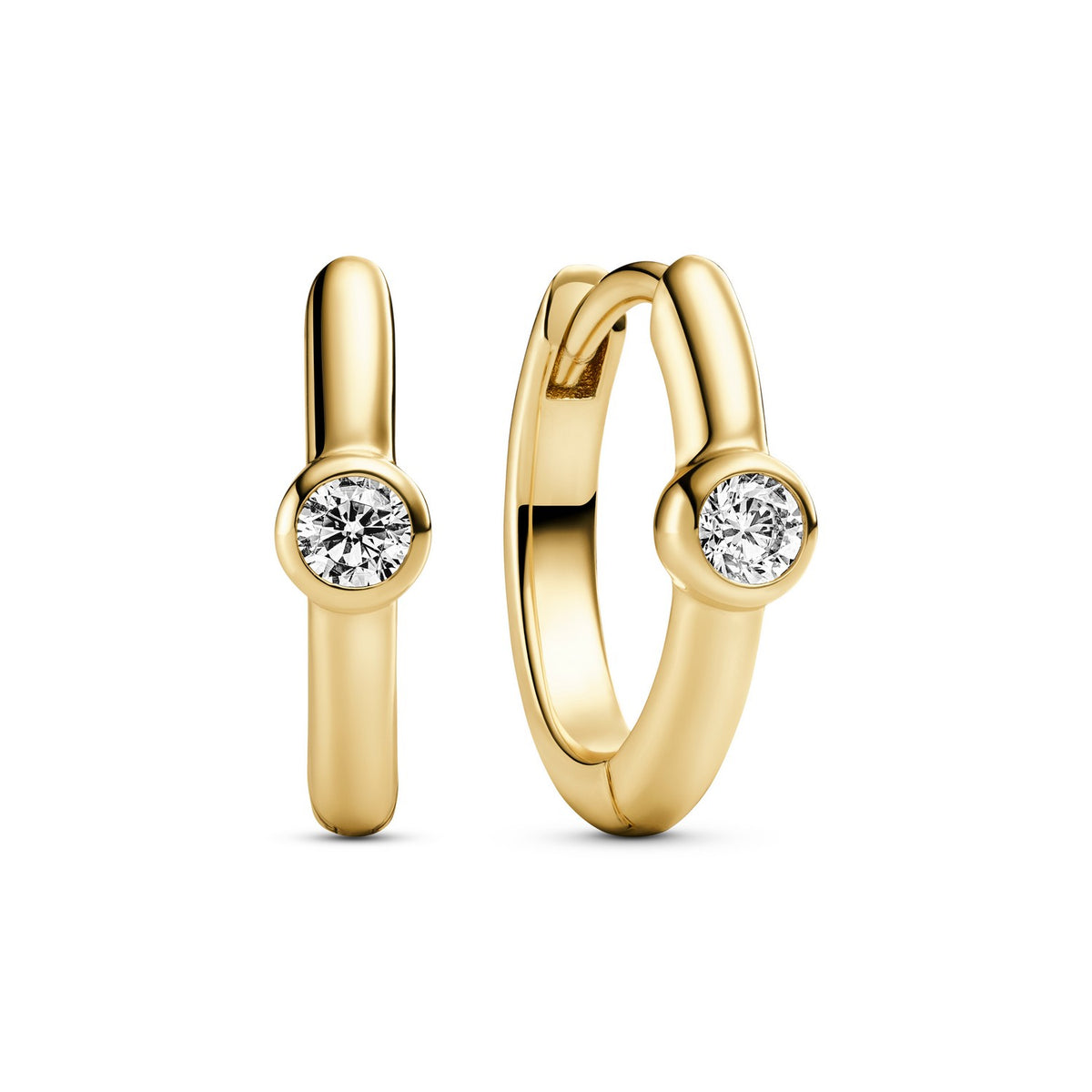 18k Gold Plated White Zirconia Sarzana Uno Creolo Earrings SJ-E2632-CZ-YG