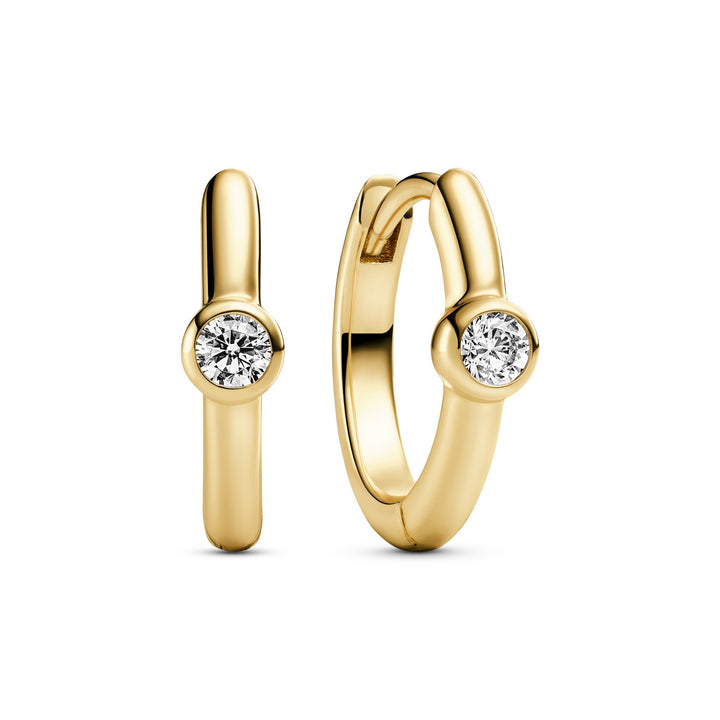 18k Gold Plated White Zirconia Sarzana Uno Creolo Earrings SJ-E2632-CZ-YG