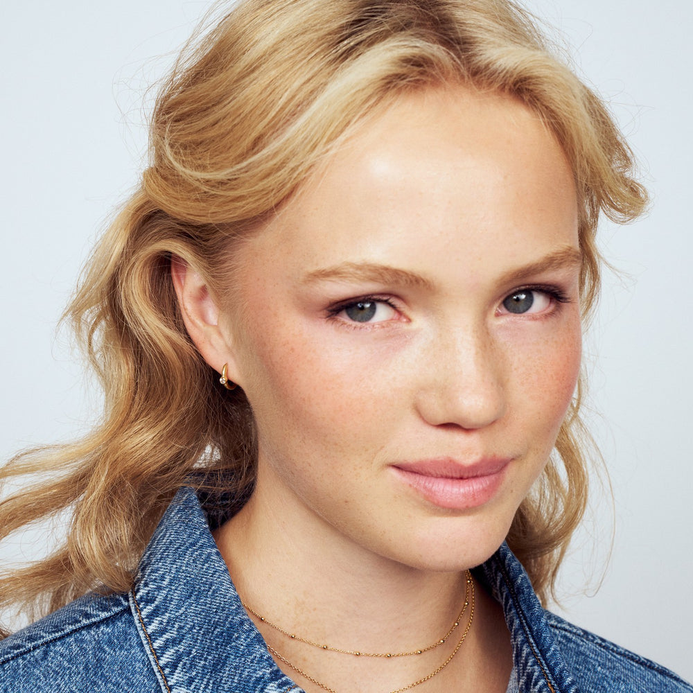 18k Gold Plated White Zirconia Sarzana Uno Creolo Earrings SJ-E2632-CZ-YG