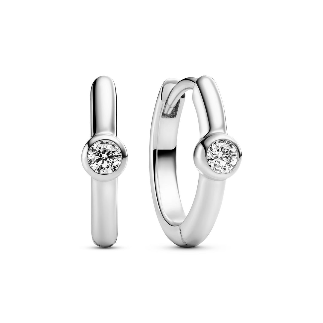 Sterling Silver White Zirconia Sarzana Uno Creolo Earrings SJ-E2632-CZ