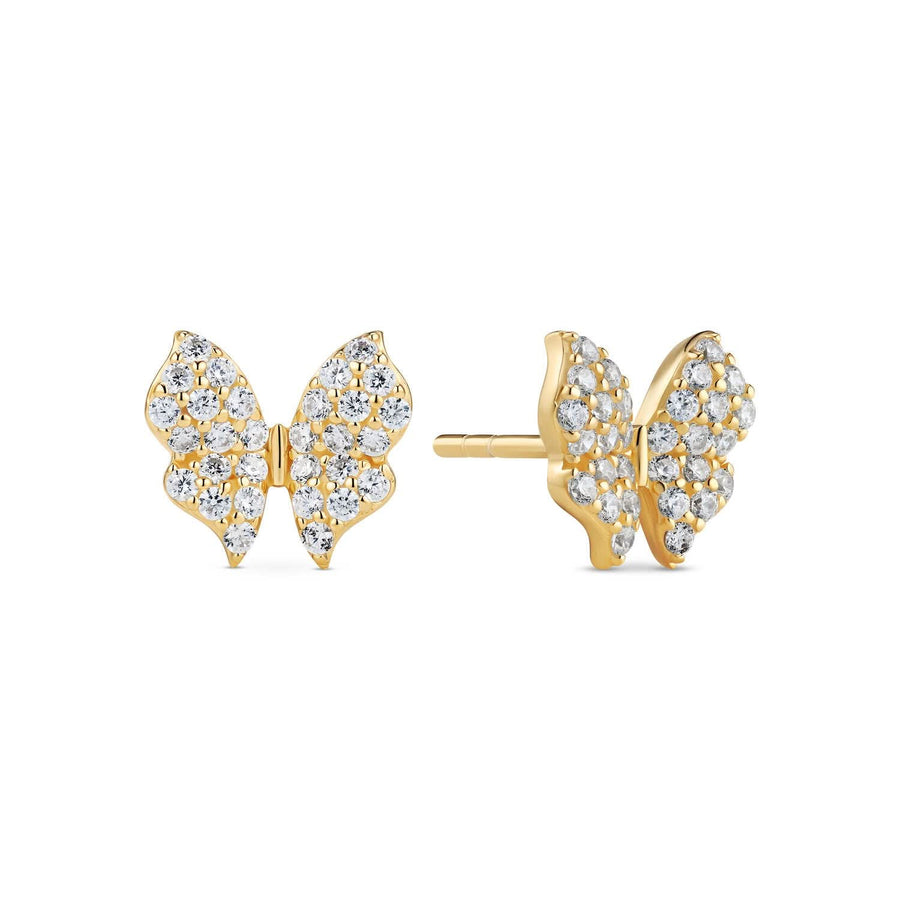 18K Gold Plated White Zirconia Farfalla Earrings SJ-E2700-CZ-YG