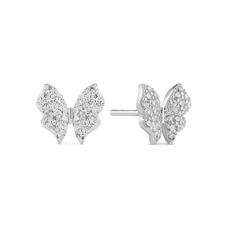 Sterling Silver White Zirconia Farfalla Earrings SJ-E2700-CZ