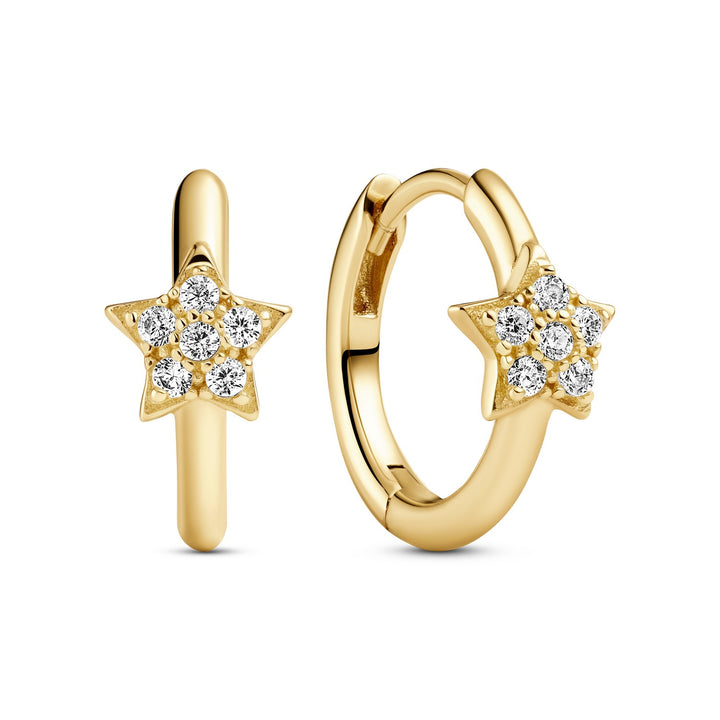 18k Gold Plated White Zirconia Astri Creolo Earrings SJ-E2704-CZ-YG